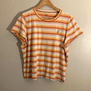 Madewell like new stripped embroidered tee